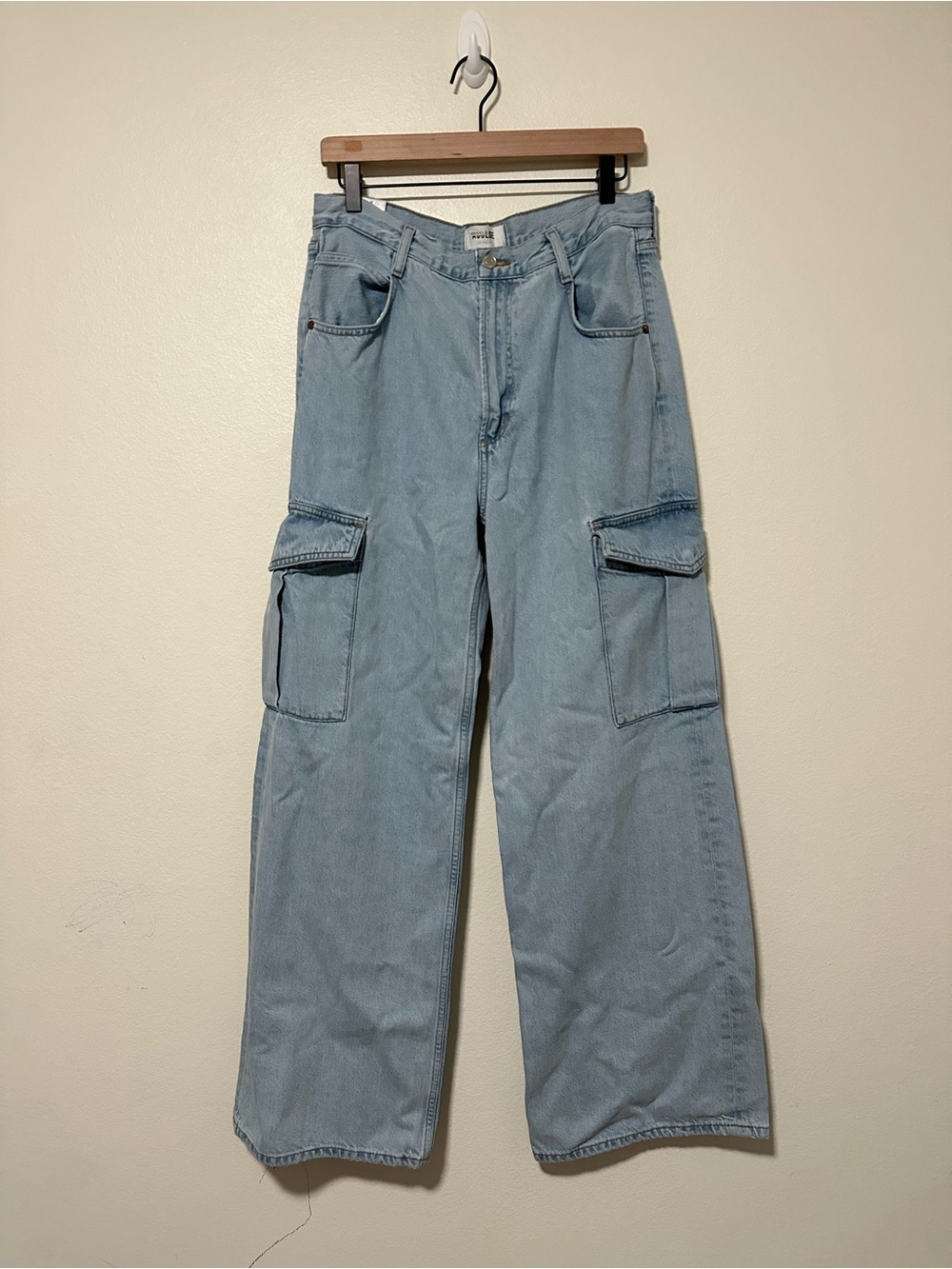 Agolde Minka Light Blue High Waisted Cargo Wide-Leg Jeans